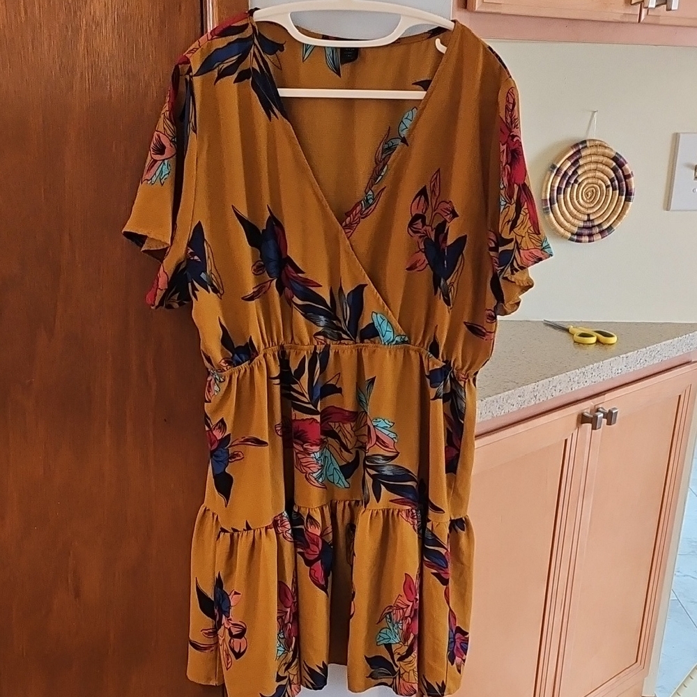 Shein Curve floral Mustard Dress Tunic